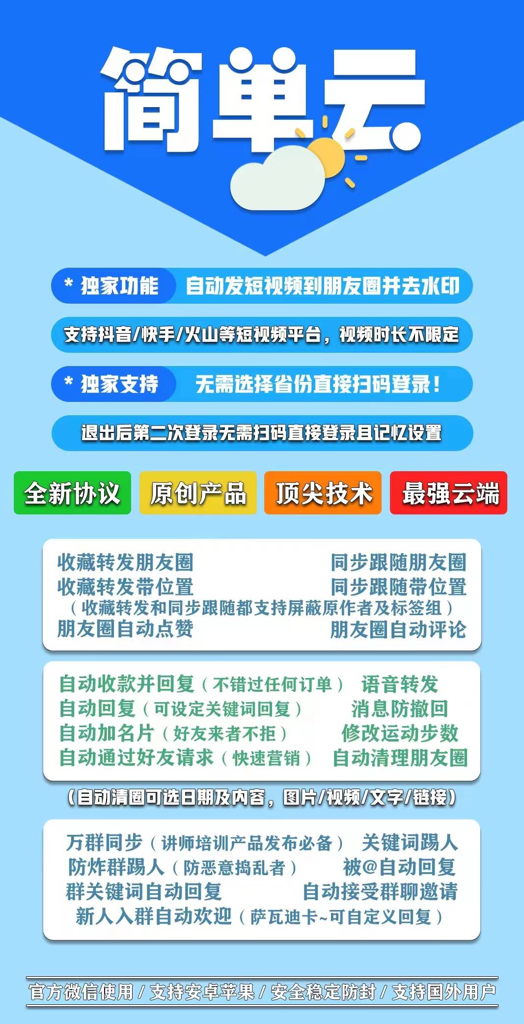 云端简单云官网-卡密激活使用购买以及登陆-一键转发/消息防撤回/云端科技-活动月卡